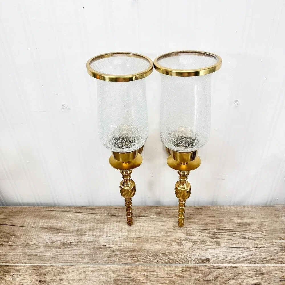 Vintage Brass Arm Wall Sconce Candle Holder Pair | Hollywood‎ Regency